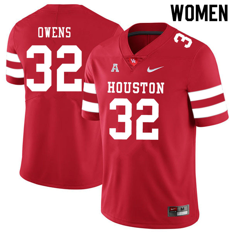 Women #32 Gervarrius Owens Houston Cougars College Football Jerseys Sale-Red